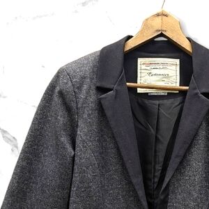 :4: Gray & Black Cartonnier by Anthropologie Open Front Blazer with Ruffle.